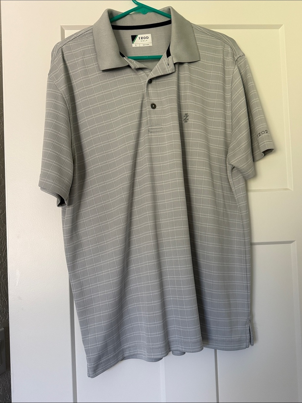 Izod Gray Plaid Performance Polo